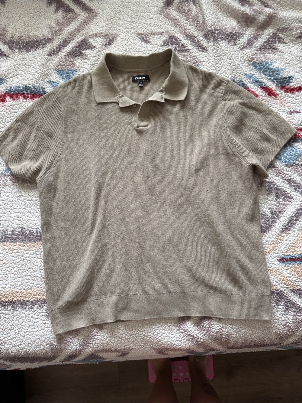DKNY Men's Short-Sleeve Polo Shirt in Olive Taupe